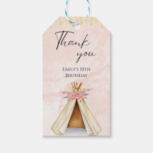 Etiquetas Para Regalos Watercolor Teepee Sleepover Cumpleaños Gracias