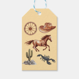 Etiquetas Para Regalos Watercolor Western Kid Art Tan