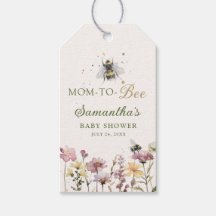 Watercolor Wildflower & Bee Pink Green Baby Shower