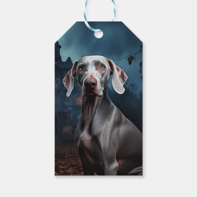 Etiquetas Para Regalos Weimaraner Halloween Scary (Anverso)