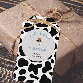 Etiquetas Para Regalos Western Cowboy Rodeo Cow Print Boy Baby Shower