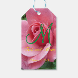 Etiquetas Para Regalos Wet Pink Rose Monogram