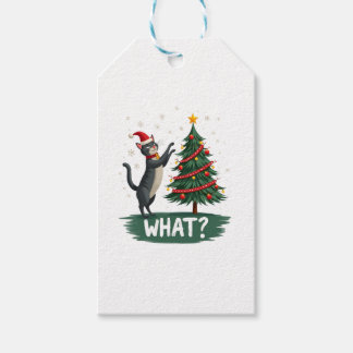 Etiquetas Para Regalos What Funny Cat Pushing Christmas Tree Over Cat Xma