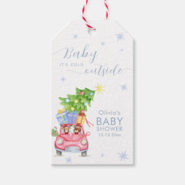 Etiquetas Para Regalos Whimsical Cold Outside Reindeer Bear Baby Shower
