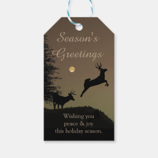 Etiquetas Para Regalos Whimsical Flying Reindeer Silhouette