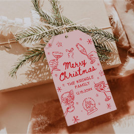 Etiquetas Para Regalos Whimsical Hand Drawn Christmas Party