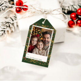 Etiquetas Para Regalos Whimsical Holiday Wreath & Bows Photo Card