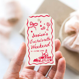 Etiquetas Para Regalos Whimsical Red Bachelorette Party Weekend