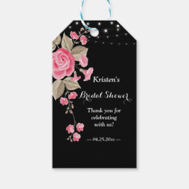 Etiquetas Para Regalos Whimsical String Lights Black Bridal Shower
