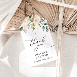 Etiquetas Para Regalos White Flowers, Cream Flowers, Boho, Floral Baptism