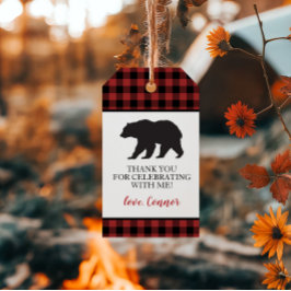 Etiquetas Para Regalos Wild One Black Bear Buffalo Plaid Gracias