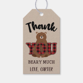 Etiquetas Para Regalos Wild ONE Plaid Bear Birthday Gracias A Usted