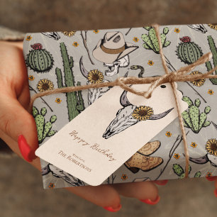 Etiquetas Para Regalos Wild West Happy Birthday Bull Skull