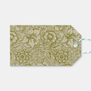 Etiquetas Para Regalos William Morris Poppy Classic Floral Green