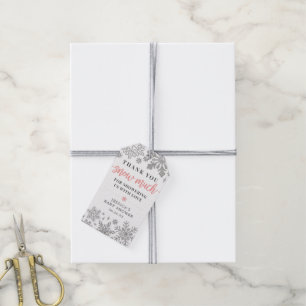 Etiquetas Para Regalos Winter Snowflake Baby Shower Favor Tag Pink