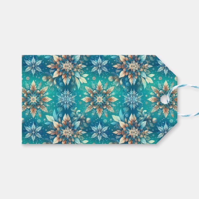 Etiquetas Para Regalos Winter Snowflakes  (Frente (Horizontal))