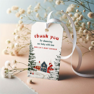 Etiquetas Para Regalos Winter Village Baby Shower Snowy Holiday