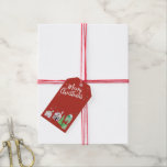 Etiquetas Para Regalos Winter Village Scene Merry Christmas<br><div class="desc">Esta encantadora etiqueta de regalo cuenta con cuadros originales y caprichosos de un pueblo de invierno,  casas pequeñas,  copas de nieve,  pinos y un estanque helado sobre un fondo rojo festivo (frente) y fondo verde menta (parte posterior). Papel de embalaje y pegatinas disponibles.</div>