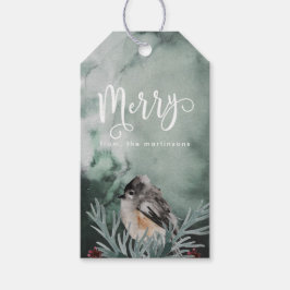 Etiquetas Para Regalos Winter Watercolor Merry Script and Name Navidades