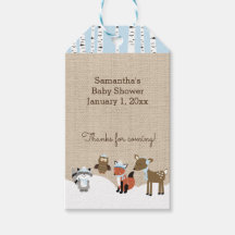 Winter Woodland Animals Gift Tags Blue