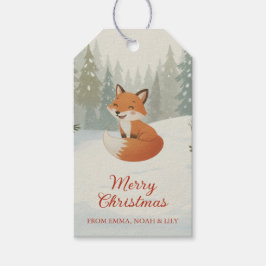 Etiquetas Para Regalos Winter Woodland Merry Christmas Forest Fox
