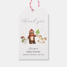 Etiquetas Para Regalos Winter Woodland Teddy Bear Snowman Baby Shower