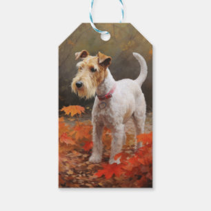 Etiquetas Para Regalos Wirefox Terrier en otoño hojas caídas inspiran
