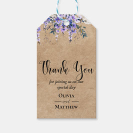 Etiquetas Para Regalos Wisteria Rústica Boda de encaje floral Gracias
