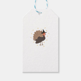Etiquetas Para Regalos Witchy turkey with hat and sparkling stars illustr