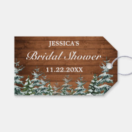 Etiquetas Para Regalos Wood Snowy Forest Pine Bridal Shower