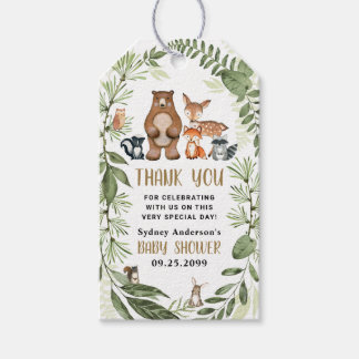 Etiquetas Para Regalos Woodland Animals Green Baby Shower Gracias A Favor