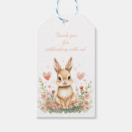 Etiquetas Para Regalos Woodland Cute Bunny Pink Hearts Pastel Floral Girl