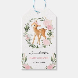 Etiquetas Para Regalos Woodland Deer Rubor Floral Greeneration Gold Baby