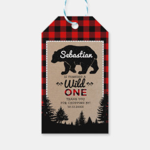 Etiquetas Para Regalos Woodland Lumberjack Bear Wild One First Birthday