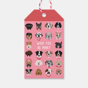 Etiquetas Para Regalos Woof You Be Mine Dog Face Pattern