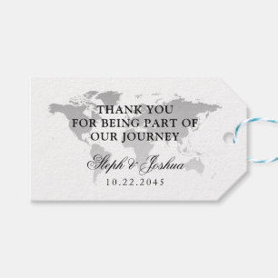 Etiquetas Para Regalos World Map Journey Silver Gracias A Favor Tags