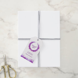 Etiquetas Para Regalos Wreath acuarela arte salpicar púrpura gracias etiq