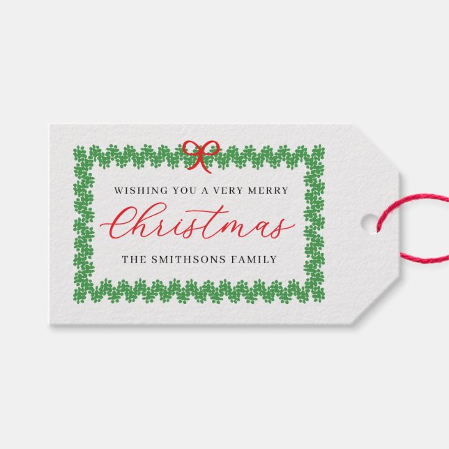 Etiquetas Para Regalos Wreath Framed Holiday  (Frente (Horizontal))