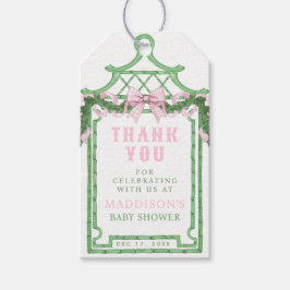 Etiquetas Para Regalos Wreath perrito con rosado Gingham Bow | Baby Showe