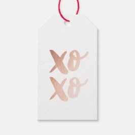 Etiquetas Para Regalos XO de oro. Abrazos y besos día de San Valentín. Mo