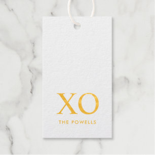 Etiquetas Para Regalos XOXO Abrazos y Besos Simple Minimalista Oro Real