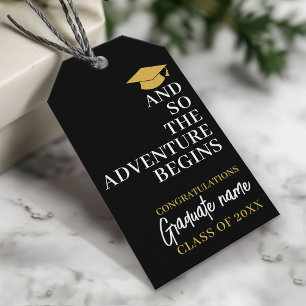 Etiquetas Para Regalos Y Así La Aventura Comienza La Graduación De Oro Ne