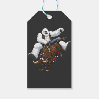 Etiquetas Para Regalos Yeti Bull Rider Santa Western Rodeo Navidad