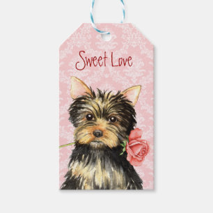 Etiquetas Para Regalos Yorkie subió tarjeta del día de San Valentín