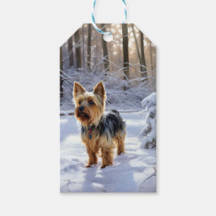 Etiquetas Para Regalos Yorkshire Terrier Let It Snow Navidades