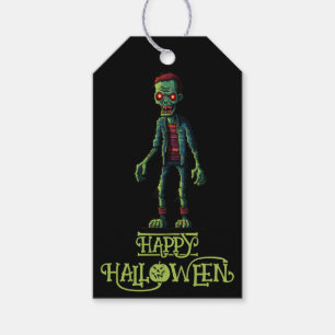 Etiquetas Para Regalos Zombie Verde Espeluznante Fiesta de Halloween pa