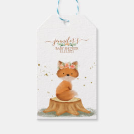 Etiquetas Para Regalos Zorro animal de vida silvestre con flor gracias