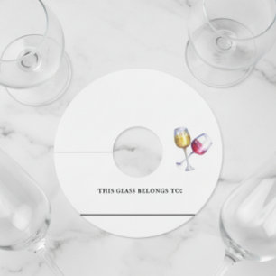 Etiquetas para Vasos de Vino Marcador Identificado