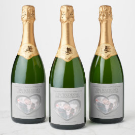 Etiquetas Para Vinos Espumosos 10.º boda personalizado foto de corazón