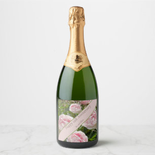 Etiquetas Para Vinos Espumosos 12° aniversario Boda, flor peony